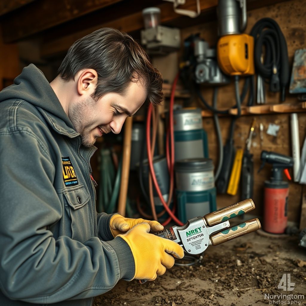 A smiling restoration professional in a branded uniform shaking hands with a Covington homeowner in front of a well-maintained house.