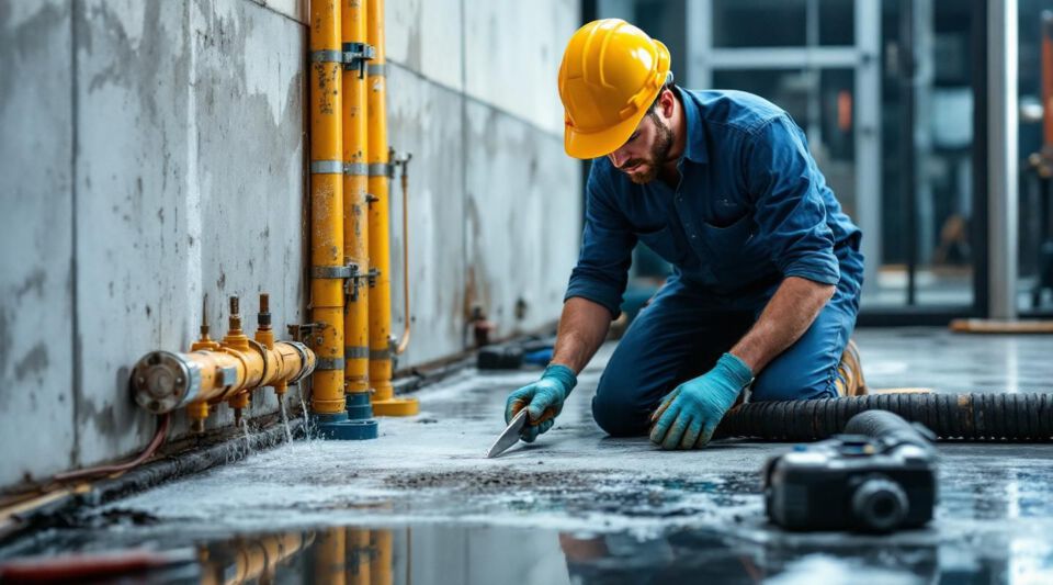 Professional restoration crew performing emergency water extraction and moisture mapping in a commercial hotel environment to ensure rapid recovery for Kent hospitality businesses.